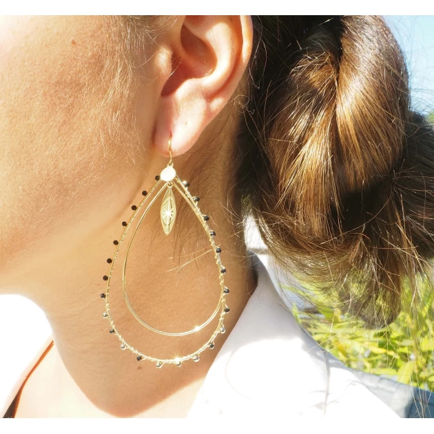 Aurelia black gold earrings - Zag Bijoux