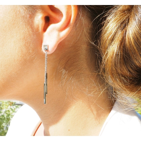 Boucles d'oreilles barrettes en acier rose - Zag Bijoux
