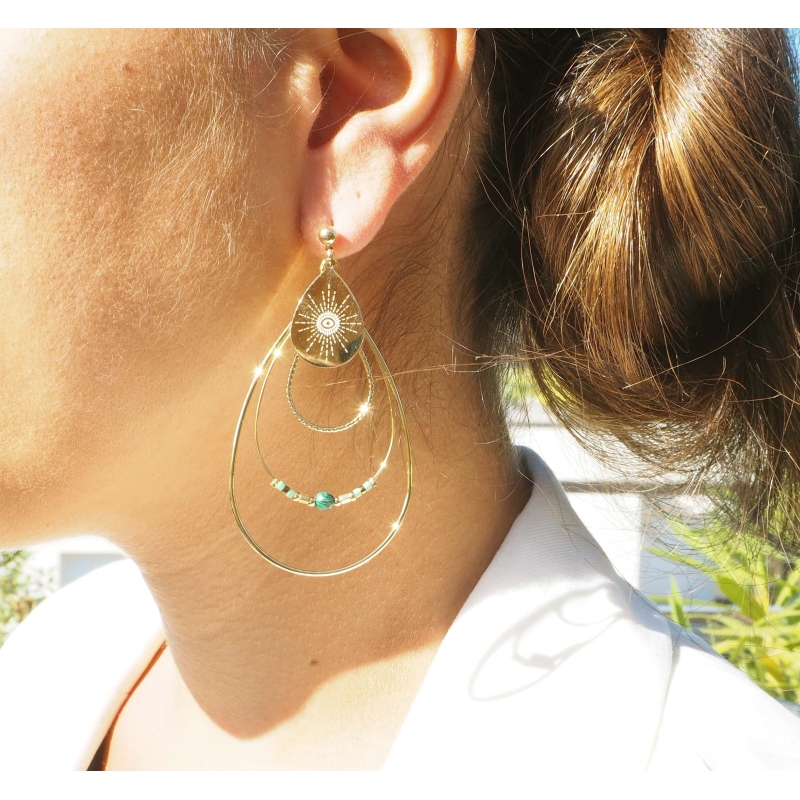 Boucles d'oreilles boréale en acier et rubis indien - Zag Bijoux
