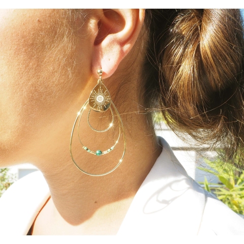 Boucles d'oreilles boréale en acier et rubis indien - Zag...