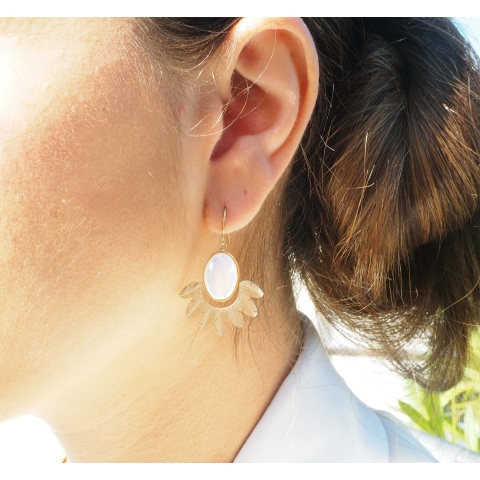 Boucles d'oreilles Palm en acier jaune - Zag Bijoux
