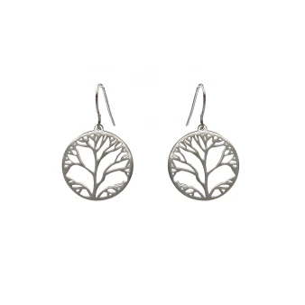 Steel tree life earrings -...