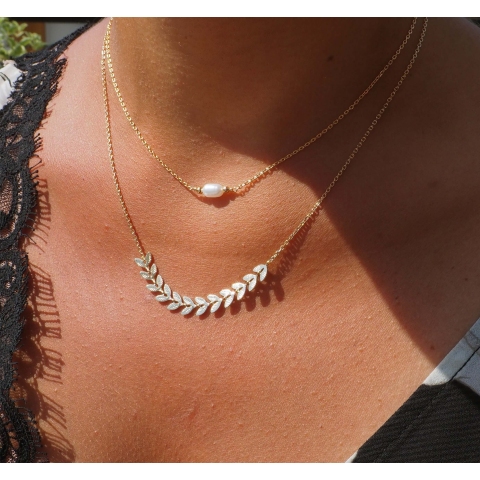 Gold pearl necklace - Pomme Cannelle