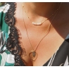 Collier long cercle feuille en plaqué or - Pomme Cannelle