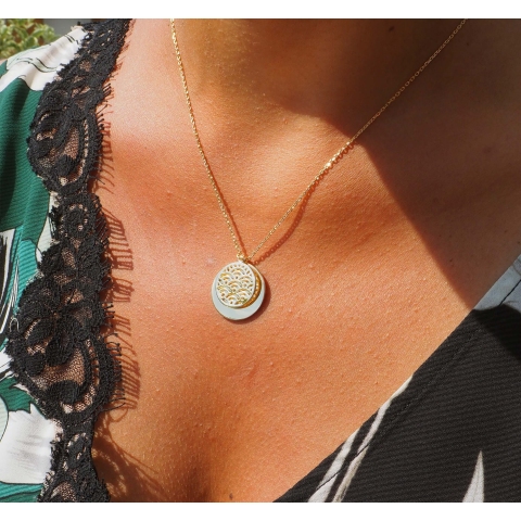 Collier double médailles en plaqué or - Pomme Cannelle