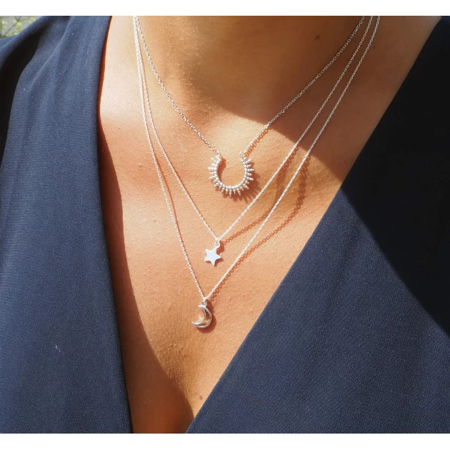 Sun silver necklace - Pomme Cannelle