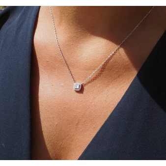 Classico square silver necklace - Pomme Cannelle