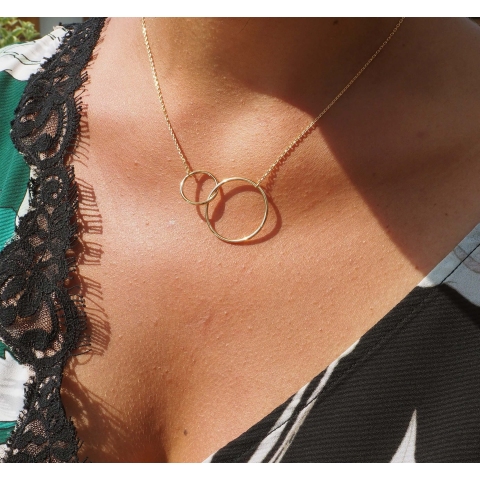 Doucle circle XL gold necklace - Pomme Cannelle