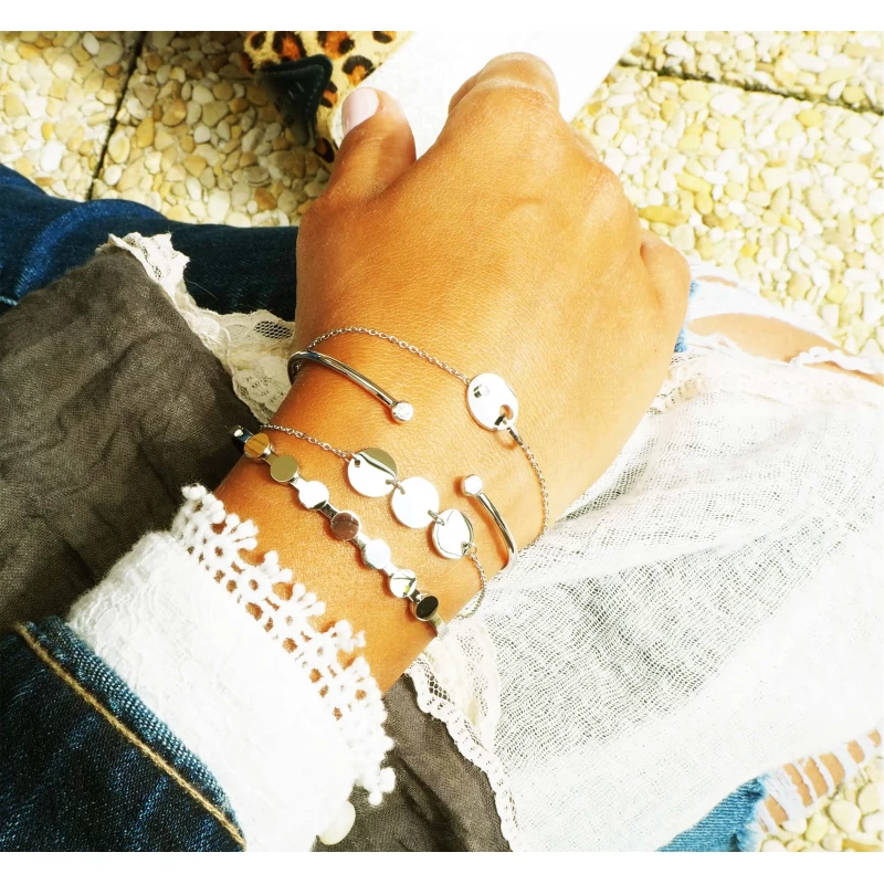 Pastilles silver bangle bracelet - Zag Bijoux Pastilles silver bangle bracelet - Zag Bijoux