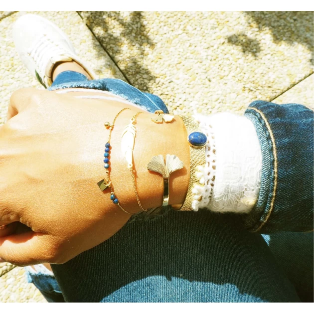 Bracelet jonc Ginkgo acier rose - Zag Bijoux