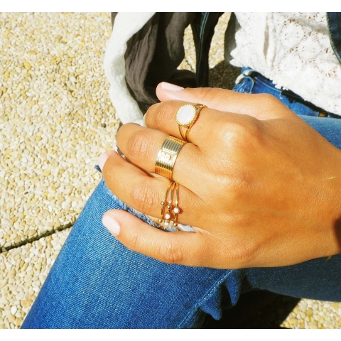 Lapis lazuli stone ring in gold steel - Zag Bijoux