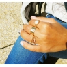 Bague striée en acier rose - Zag Bijoux