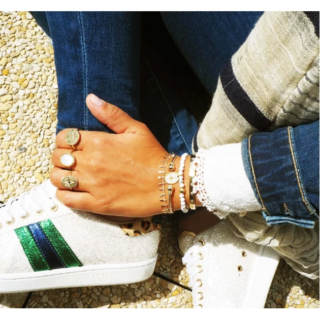 Bracelet jonc torsadé en plaqué or - Pomme Cannelle