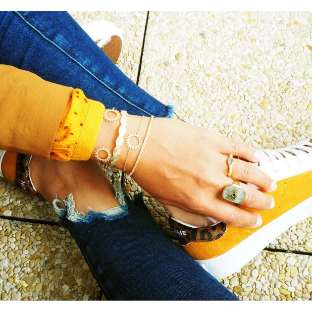 Sun silver bangle bracelet - Pomme Cannelle