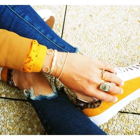 Sun silver bangle bracelet - Pomme Cannelle
