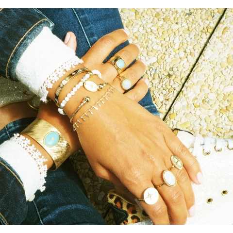 Bracelet jonc stars céleste en argent - Pomme Cannelle