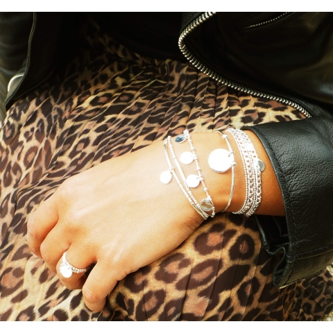 Breloque silver bangle bracelet - Pomme Cannelle