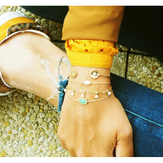 Bracelet jonc céleste en plaqué or - Pomme Cannelle