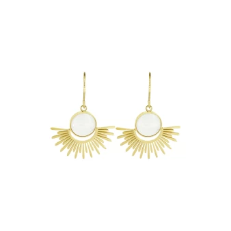 Mother-of-pearl sun earrings in gold steel - Zag Bijoux