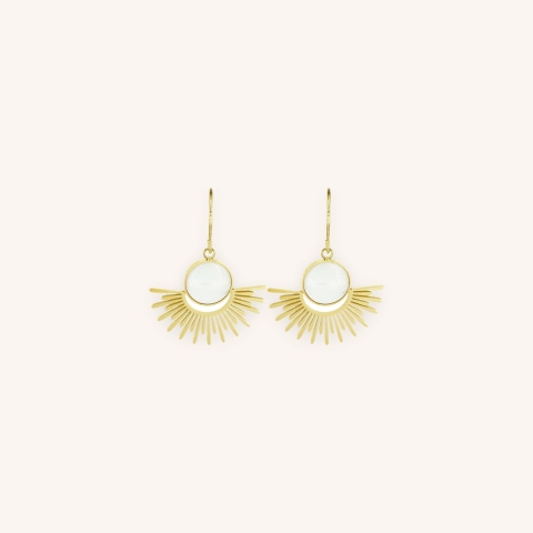 Boucles d'oreilles soleil nacre en acier jaune - Zag Bijoux