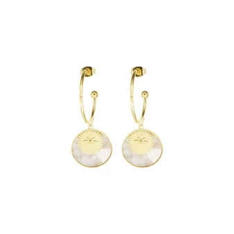 Gold marble mother-of-pearl hoop earrings - Zag Bijoux