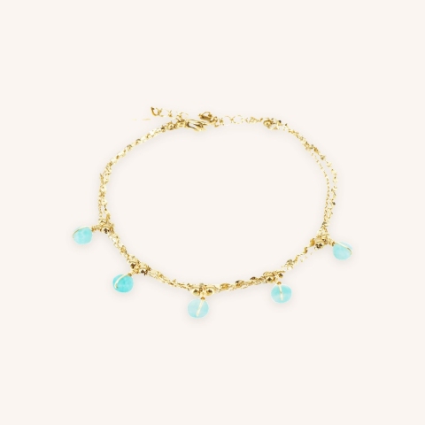 Bracelet perle amazonite en acier jaune - Zag Bijoux