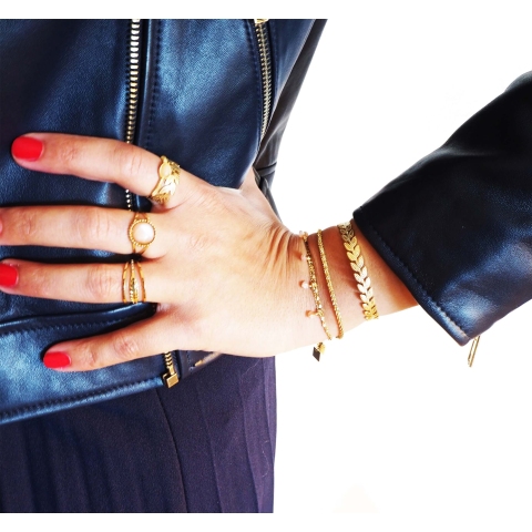 Amazonite pearl bracelet in gold steel - Zag Bijoux