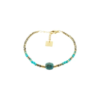 Apatite square stone bracelet in gold steel - Zag Bijoux