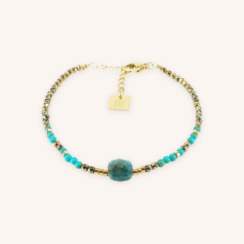 Bracelet stone carré apatite en acier or jaune - Zag Bijoux