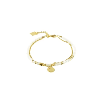 Stone pastille pearly bracelet in gold steel - Zag Bijoux