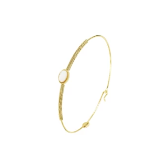 Bracelet jonc stone ovale nacre en acier or jaune - Zag Bijoux