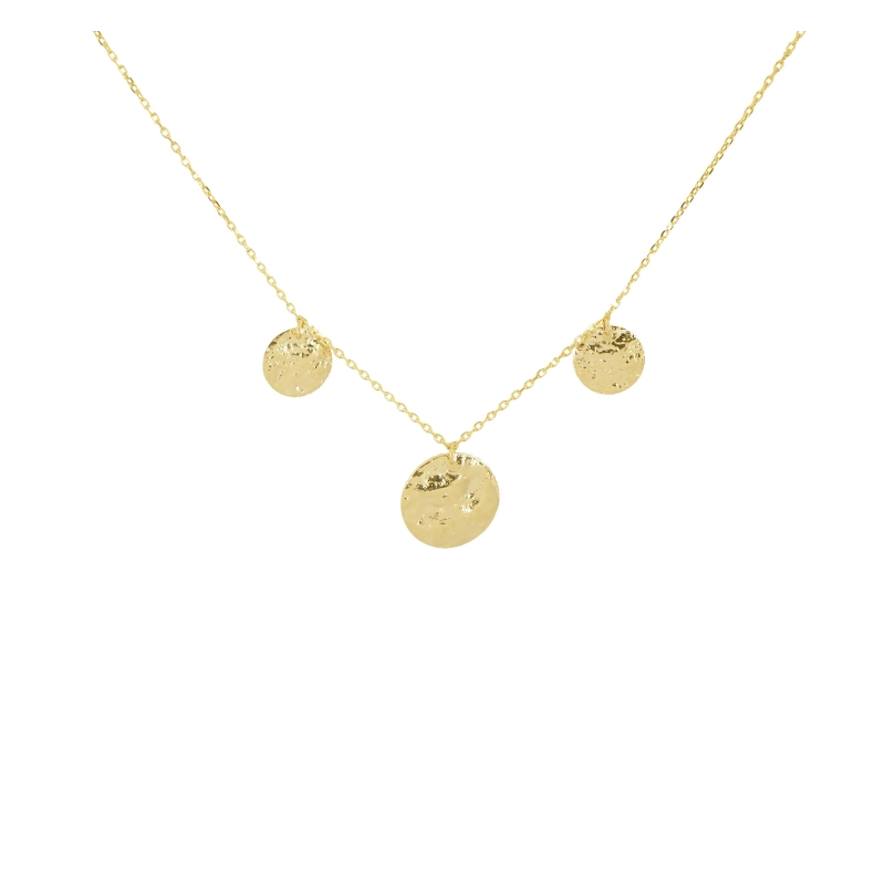 Necklace 3 gold hammered pastilles - Pomme Cannelle
