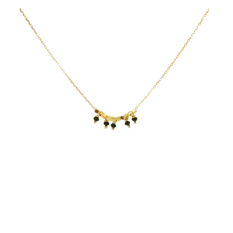 Gold onyx tassel necklace - Pomme Cannelle