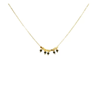 Gold onyx tassel necklace -...
