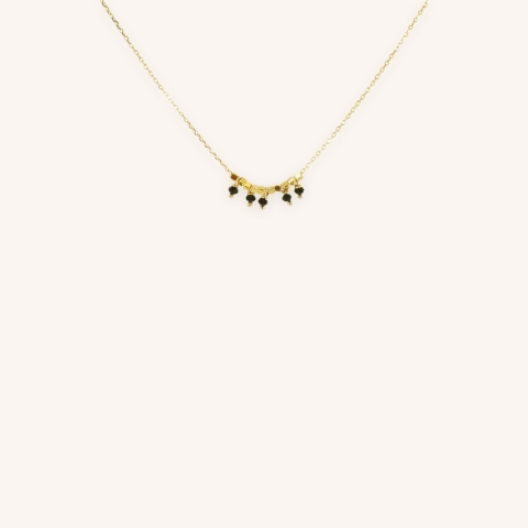 Collier pampilles onyx plaqué or - Pomme Cannelle