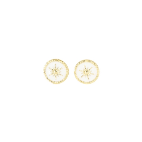 Boucles d'oreilles soleil émaillé blanc or - Pomme Cannelle