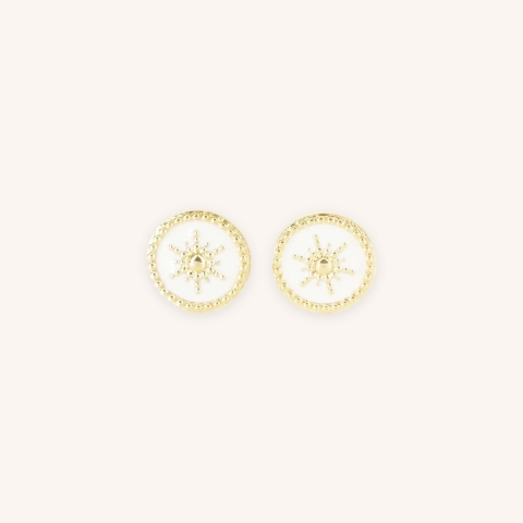 White gold enamelled sun earrings - Pomme Cannelle