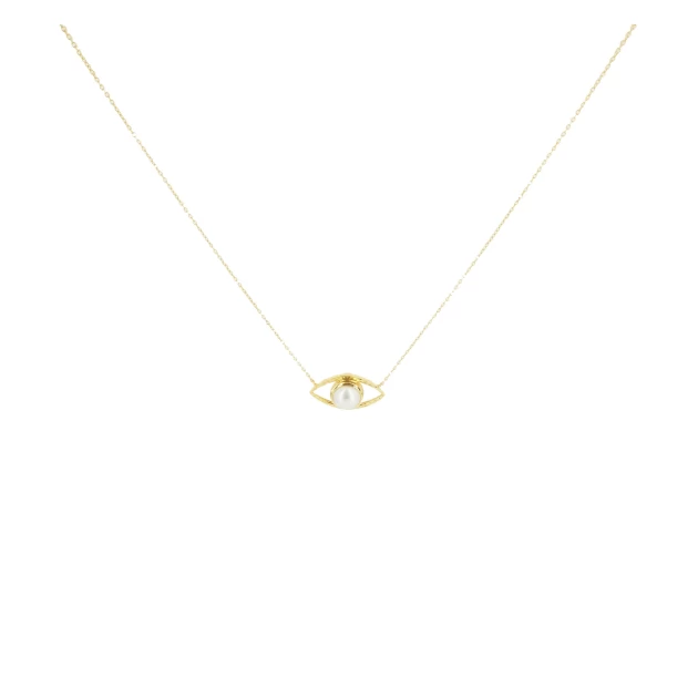 Golden pearl eye necklace -...