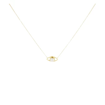Golden pearl eye necklace -...