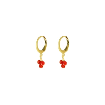 Gold steel coral cluster hoop earrings - Zag Bijoux