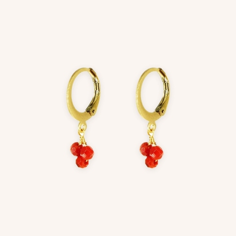 Boucles d'oreilles créoles grappes corail acier - Zag Bijoux