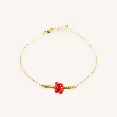Bracelet grappe corail en acier or jaune - Zag Bijoux