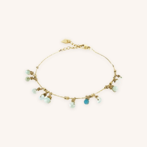 Bracelet pampilles stones amazonite acier jaune - Zag Bijoux