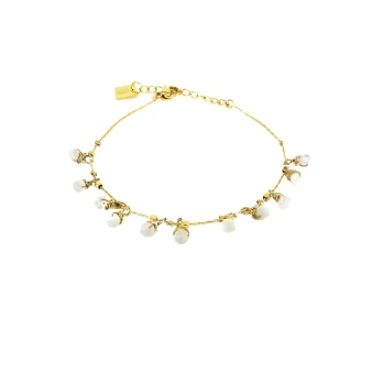 Gold steel moon stone tassel bracelet - Zag Bijoux