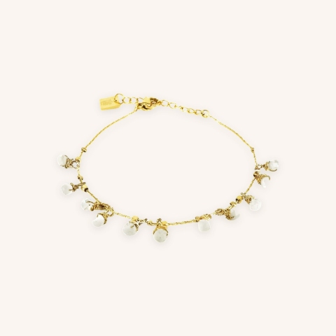 Gold steel moon stone tassel bracelet - Zag Bijoux