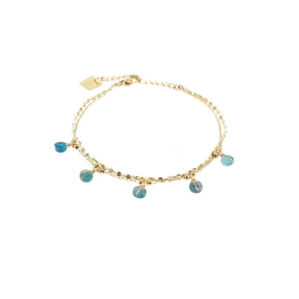 Bracelet perle apatite en acier jaune - Zag Bijoux