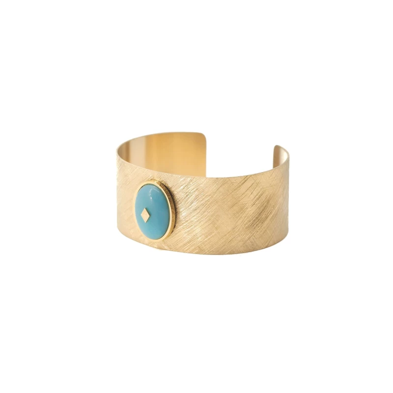 Gloria amazonite gold cuff bracelet - Zag Bijoux