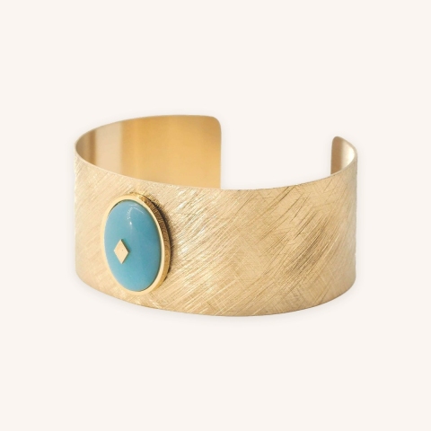 Gloria amazonite gold cuff bracelet - Zag Bijoux