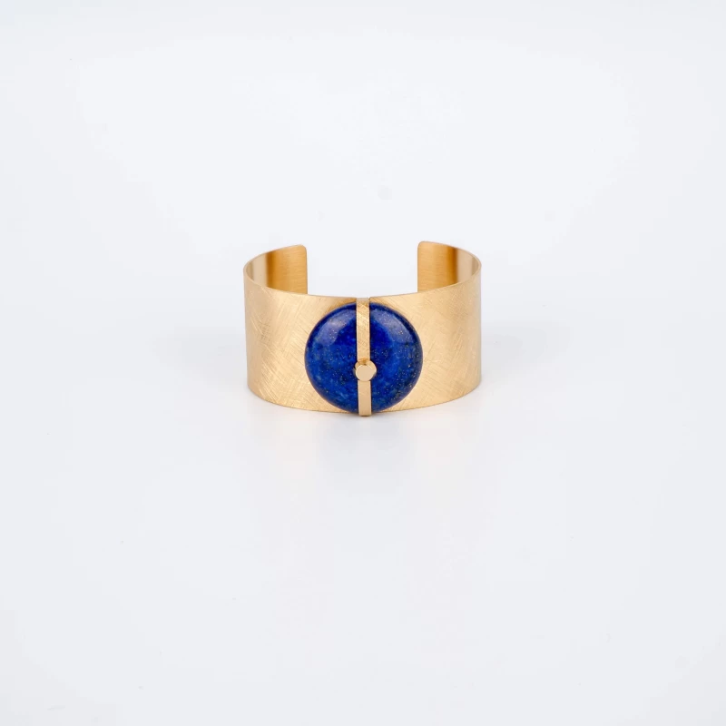 Parisse lapis lazuli cuff bracelet in stainless steel - Zag Bijoux