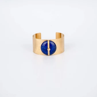 Parisse lapis lazuli cuff bracelet in stainless steel - Zag Bijoux